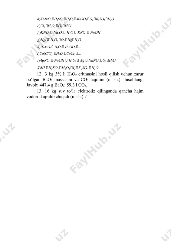 noorganik kimyoda vodorod, gidridlar, suv va vodorod peroksid xossalari - Page 5