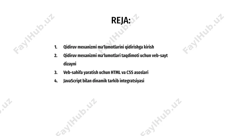 oydalanishni o'z ichiga oladi. html kontentni tuzish uchun, css esa uslublar uchun ishlatiladi. ikkalasi ham jozibali veb-sahifa yaratish uchun birlashadi. html hypertext markup language degan ma'noni anglatadi va veb-sahifalarni yaratish uchun standart tildir. u kontent tuzilishini aniqlash uchun teglardan foydalanadi. css esa sahifaning joylashuvi va dizaynini boshqaradi. html va css asoslarini o'zlashtirib, siz vizual jihatdan jozibali va foydalanuvchilarga qulay veb-sahifalarni samarali yaratishingiz mumkin. ushbu texnologiyalar muvaffaqiyatli veb-sayt yaratmoqchi bo'lgan har bir kishi uchun zarurdir. salavha qidiruv tizimidan olingan ma'lumotlarni veb-sahifa sifatida tayyorlashda veb-texnologiyalar kontentning yaxshi integratsiyalashuvini ta'minlashda hal qiluvchi rol o'ynaydi. 1 javascript bilan dinamik tarkib integratsiyasi real vaqtda yangilanishlar va interaktiv elementlarni veb-sahifaga muammosiz kiritish imkonini beradi. 3 javascript-dan foydalanib, ishlab chiquvchilar foydalanuvchilarning o'zaro ta'siriga moslashadigan dinamik va sezgir kontentni taqdim etish orqali foydalanuvchi tajribasini yaxshilashlari mumkin. 2 internetga kirish uchun qidiruv tizimi ma'lumotlarini optimallashtirish a veb-sahifa uchun qidiruv tizimlaridan olingan ma'lumotlarni tayyorlashda veb-texnologiyalardan samarali foydalanish juda muhimdir. vebga …