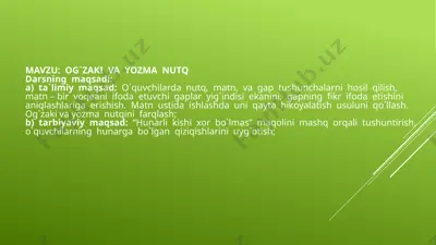 og‘zaki va yozma nutq — PPTX