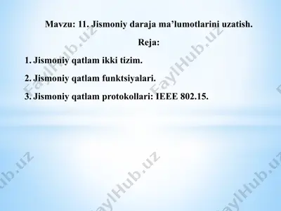 jismoniy daraja ma’lumotlarini uzatish — PPTX