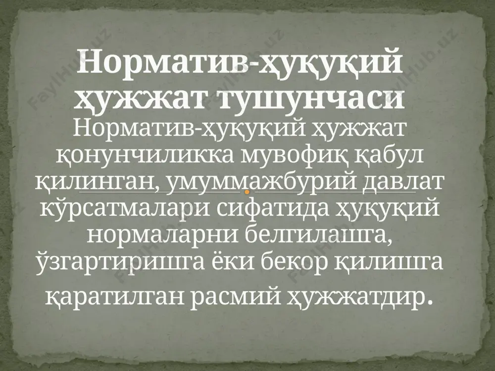 хулоса, унда уни имзолаган шахснинг фамилияси, исми, отасининг исми, лавозими, алоқа боғланадиган телефонлари кўрсатилиши керак; агар лойиҳага кўра бошқа норматив-ҳуқуқий ҳужжатларга ўзгартиш ва қўшимчалар киритиш назарда тутилаётган бўлса, таққослаш жадвали; лойиҳани ишлаб чиқиш режа-жадвали — қонун лойиҳалари учун; халқаро ҳужжатларнинг ва хорижий мамлакатлар қонунчилигининг, ўзбекистон республикаси қонунчилигининг тегишли қоидалари, тегишли халқаро тажрибани ўзбекистон республикаси шароитларида қўллаш мақбуллиги тўғрисидаги асосли таклифлар изчил кетма-кетликда кўрсатилган ҳолдаги таҳлилий қиёсий жадвал (қонуности ҳужжатлари учун — зарур бўлган тақдирда); келишмовчиликлар жадвали, агар лойиҳа манфаатдор органлар томонидан фикр-мулоҳазалар ва таклифлар билан келишилган (виза қўйилган) бўлса ҳамда мазкур органларнинг ушбу фикр-мулоҳазалари ва таклифлари баён этилган хатларнинг кўчирма нусхалари; тартибга солиш таъсирини баҳолаш тўғрисида ахборот ва хулоса (қонунчиликда белгиланган ҳолларда); лойиҳани ишлаб чиқиш ва келишиб олиш хронологияси тўғрисидаги маълумотномалар. 110. лойиҳа ўзбекистон республикаси адлия вазирлиги томонидан ишлаб чиқувчига қуйидаги ҳолларда ҳуқуқий экспертиза ўтказилмасдан қайтарилади: лойиҳа барча манфаатдор органлар билан уларнинг биринчи раҳбарлари (алоҳида ҳолларда — уларнинг биринчи ўринбосарлари) …