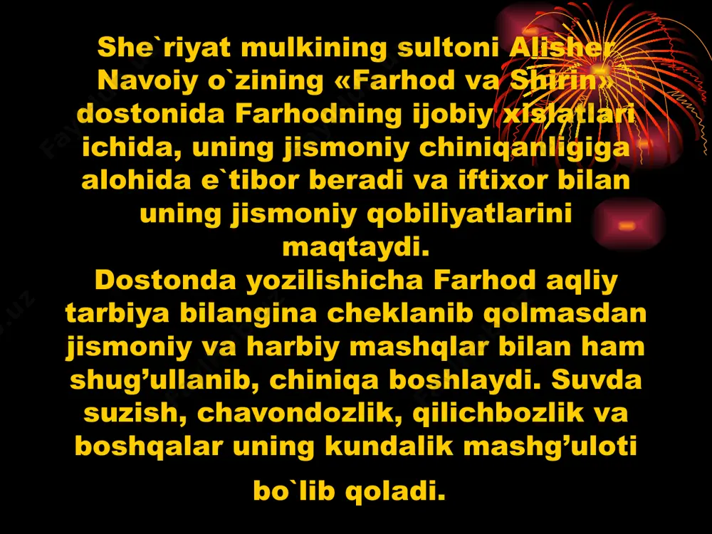 ari olib boriladi. ikkinchi ma`noda jismoniy qobiliyatli bolalarning qiziqish va intilishlarini hisobga olib ham alohida mashg’ulotlar yo`lga qo`yiladi. ayrim qobiliyatli bolalar, maktab va boshqa o`quv yurtlarida o`qish bilan birga ommaviy sport ishlarida ishtirok etib, yuksak natijalarni qo`lga kiritishlari mumkin. maktab va kasb-hunar kollejlarida, litseylarda jismoniy tarbiya darslari o`quvchilarning jinsiy farqlariga asoslangan holda, shuningdek, kasb turlariga qarab turli vazifalarni hal etish mumkinligini inkor etmaslik kerak. masalan, o`quvchi o`g’il bo`lsa unda erkaklik fazilatlari, kuchlilik, aniqlik harakatlarini maromiga sola bilish, dangasalikni bartaraf eta olish, jinsiy etuklik, yaroqlilik shakllantiriladi. qizlarda esa harakatlarida muloyimlik, aniqlik, qizlik latofati, qo`rqoqlikni bartaraf eta olish kabi sifatlar qaror toptiriladi. jismoniy tarbiya mazmunida «jismoniy mehnat», «jismoniy ta`sir», «jismoniy jazo» va boshqa iboralar ham uchrab turadi. jismoniy mehnat-aqliy mehnatdan farqli o`laroq insonning jismoniy-kuchi, muskul harakatlari qismlari va boshqalar bilan bog’langandir. jismoniy mehnat to`g’ri yoki noto`g’ri tashkil etilishiga qarab yoshlarga ijobiy yoki salbiy ta`sir ko`rsatishini unutmaslik lozim. har qanday sharoitda ham jismoniy …