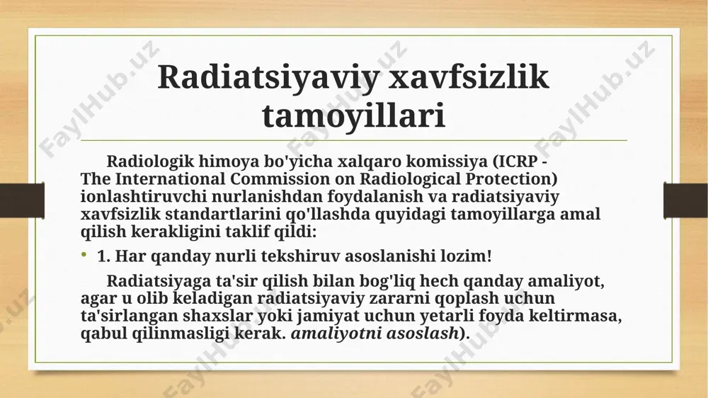 nesent dozimetr termolyuminesent dozimetrlar eng ko'p qo'llaniladigan turidir. ular ba'zi materiallar ionlashtiruvchi nurlanishdan energiyani o'zlashtirganda, uni shunday saqlaydilarki, keyinchalik materiallar qizdirilganda yorug'lik shaklida qayta tiklanishi mumkin. yuqori darajada, chiqarilgan yorug'lik miqdori ionlashtiruvchi nurlanishdan so'rilgan energiyaga va shuning uchun olingan materialning so'rilgan dozasiga to'g'ridan-to'g'ri proportsionaldir. ushbu mutanosiblik ionlashtiruvchi nurlanish energiyasining juda keng diapazonida va so'rilgan doza tezligida amal qiladi. dozimetriya, agar u butun tana yoki tananing ma'lum qismlari uchun ruxsat etilgan maksimal doza ekvivalentining ma'lum foizini, odatda 5 yoki 10% ni to'plashning oqilona ehtimoli bo'lganida talab qilinadi. dosimetriya yer yuzi aholisining rentgenologik tekshiruvlardan oladigan o`rtacha yillik nurlanish miqdori 0,4 msv ga teng. tenglashtirish uchcun chet davlatlari sanoati ishchilari oladigan o`rtacha yillik nurlanish dozalari: 5-10 msv/yil — vver-1000 yadro reaktorlari nurlanish manbai bilan ishlaydigan hodimlarining o`rtacha oladigan dozasi, ruxsat etilgan doza 20 msv/yil. 50 msv/yil – sssr, aqsh, yaponiya davlatlari yadro reaktorlari ishchilari ruxsat etilgan dozasi. 200 msv — bu bir martalik …