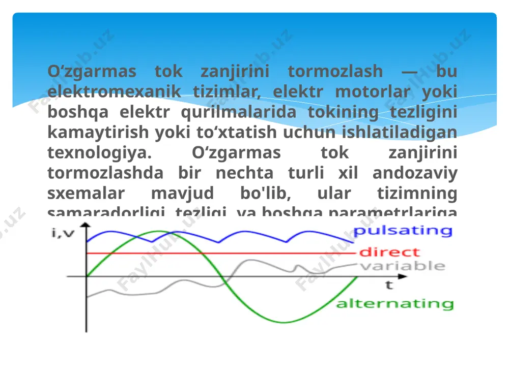 b, qarshilikning qiymati va motorning tokini dinamik ravishda sozlash amalga oshiriladi. tormozlash jarayonida motorni vaqtincha kam tezlikda ishlatish orqali tizimni sekinlashtirishga olib keladi. egenerativ tormozlash regenerativ tormozlashda motorning tormozlash momenti elektr energiyasini qaytarish va tizimga yuborish imkonini beradi. bu usulda motor generator sifatida ishlaydi, va tormozlashda yuzaga kelgan energiya elektr tarmog'iga yoki batareyaga uzatiladi. regenerativ tormozlashning asosiy afzalligi — energiyani qaytarish imkoniyatidir, lekin bu usul faqat ba'zi tizimlarda, masalan, elektromobillarda yoki elektr poyezdlarida samarali ishlaydi. seriyali tormozlash (motorni qayta ulanadigan tormozlash) seriyali tormozlashda zanjirda motorning ishlash jarayoni, ayniqsa, yukni to'xtatish yoki qisqa muddatli to'xtashlar uchun mo'ljallangan. bu metodda motorning tashqi fazalari orasidagi qarshilik tarmoqqa kiradigan tokni sekinlashtirishga yordam beradi. seriyali tormozlash asosan yuqori tezlikda ishlaydigan motorlar uchun qo'llaniladi. seriyali tormozlash sxemasi: bunda motor o'zgarmas tokni qabul qiladi, lekin fazalar oralig‘ida o‘zgarishlar bilan qachonki tezlikni to‘xtatish kerak bo‘lsa, motor qisqa muddatda tormozlanadi. asosiy afzalligi — motorni tormozlash jarayonida motorning mexanik qismlariga …