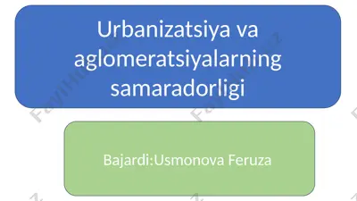 urbanizatsiya va aglomeratsiyalarning samaradorligi — PPTX