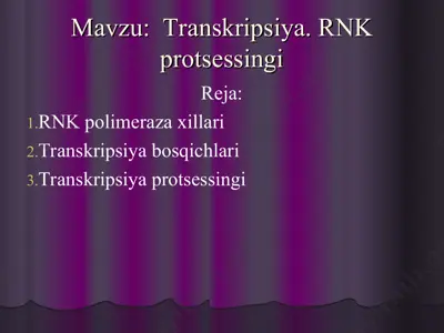 transkripsiya va rnk protsessingi — PPT