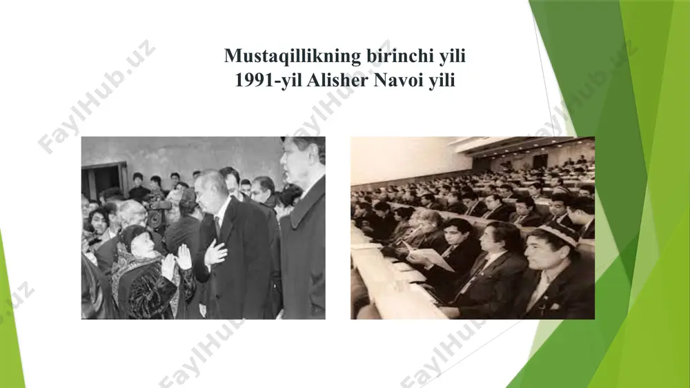 tik partiyasi tashkil topdi. partiya raisi qilib i.a.karimov saylandi. 18-noyabr – oliy kengashning “o`zbekiston respublikasining davlat bayrog`i to`g`risida”gi qonuni kuchga kiritish haqidagi qarori. 21-noyabr – amatadi o`zbekiston hamda boshqa ittifoqdosh respublikalar ; ozarbayjon, armaniston, belarus, moldava, qozog`iston, rossiya, federatsiyasi, tojikiston va ukrainya mustaqil davlatlar hamdo`stligi (mdh)ni tuzish to`g`risida deklaratsiyani imzoladilar. 9-dekabr – o`zbekiston, boshqa markaziy osiyo davlatlari bilan birgalikda turkmaniston hududida tajan-saraxs oralig`idagi temiryo`lning qurilishida hamkorlik qilish to`g`risida shartnomani imzoladi. 29-dekabr – respublikaning mustaqilligi masalasi bo`yicha referendum va o`zbekiston respublikasi prezidentligiga saylov bo`lib o`tdi. xalq o`zi ishongan insonni sayladi; o`zbekiston – mustaqil va prezidenti – islom abdug`aniyevich karimov. 1992-yil hamshiralar yili 2-yanvar – o`zbekiston resbuplikasi va xitoy xalq respublikasi o`rtasida diplomatik munosabatlar o`rnatildi. 23-yanvar – o`zbekiston respublikasi va misr arab respublikasi o`rtasida diplomatik munosabatlar o`rnatildi. 26-yanvar – o`zbekiston respublikasi va yaponiya o`rtasida diplomatic munosabatlar o`rnatildi. 28-yanvar – “o`zbekiston havo yo`llari” milliy aviakompaniyasini tashkil etish to`g`risidagi o`zbekiston respublikasi prezidentining farmoni. 29-yanvar …
