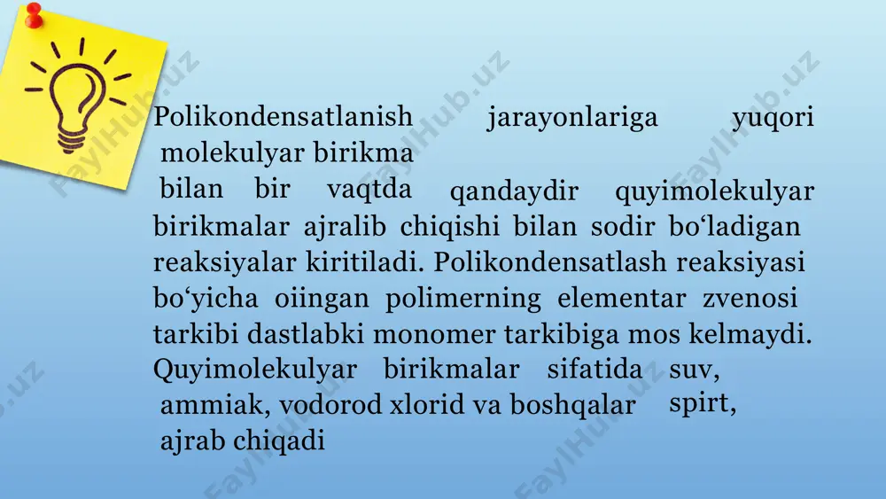 polikondesatlanish usuli orqali olinadigan sanoat polimerlari - Page 3