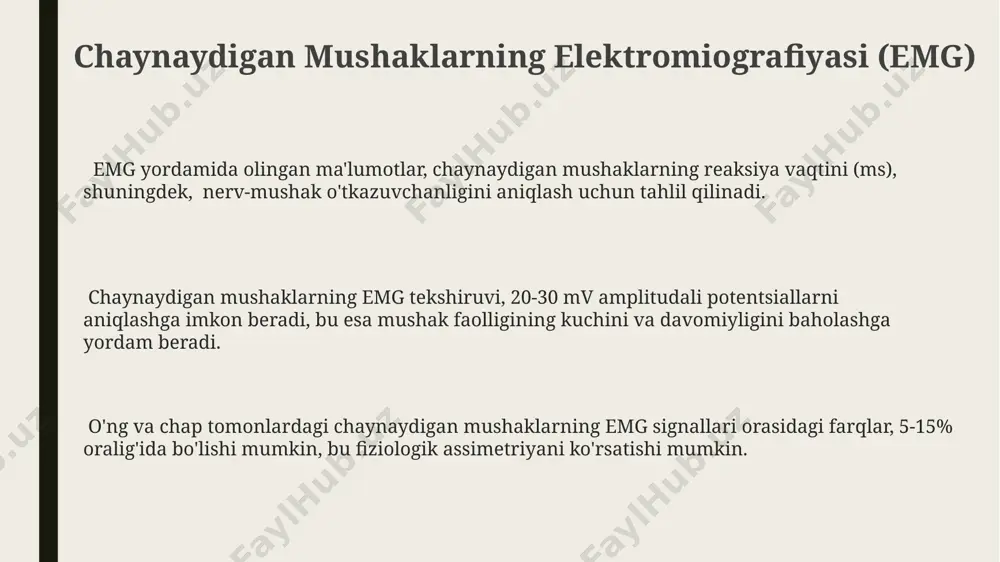 ensorimotor funksiyalar buzilishiga va eegda 70% dan ortiq hollarda o'zgarishlarni keltirib chiqarishi mumkin. miya shikastlanishlari, masalan, travmatik miya jarohatlari (tmi), sensorimotor assimetriyasining 30% gacha holatlarida kuzatilishi mumkin, bu esa eeg o'zgarishlariga olib keladi. perinatal gipoksiya yoki ensefalopatiya natijasida kelib chiqqan serebral falaj 5-10% hollarda sensorimotor assimetriyasini keltirib chiqarishi va eegda aniqlanishi mumkin. klinik ahamiyati sensorimotor assimetriyasining og‘irlik darajasini aniqlash, davolash usullarini tanlash va prognoz berishda eeg ma’lumotlari muhim ahamiyat kasb etadi, masalan, 50% dan ortiq assimetriya miya shikastlanishiga ishora qilishi mumkin. eeg biofeedback kabi davolash usullarining samaradorligini baholashda sensorimotor assimetriyaning dinamikasini kuzatish muhimdir. muvaffaqiyatli davolanishdan keyin assimetriya darajasi 15-20 hz diapazonida sezilarli darajada kamayishi mumkin. eeg yordamida aniqlangan sensorimotor assimetriya turli nevrologik kasalliklarning, jumladan, insult, miya travmasi va epilepsiyaning erta diagnostikasi va differensial diagnostikasida yordam beradi, bu esa bemorlarning 20% da samarali davolanishni ta'minlaydi. genetik faktorlar o'zgarishlar ko'rsatadigan genlarning kamida 15 foizi neyrotransmitterlar sintezida va signal uzatishda muhim rol o'ynaydi, …