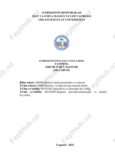 o‘zbekistonning eng yangi tarixi — DOCX