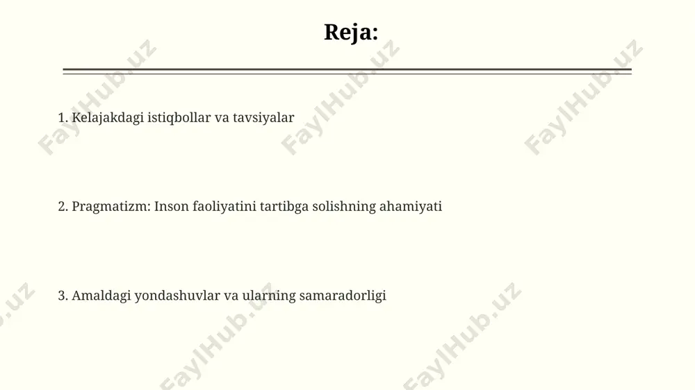 alarga, ya'ni 3 ta asosiy printsipga asoslanadi: amaliylik, tajriba va natija. inson faoliyatini tartibga solish zarurati inson faoliyatining tartibga solinishi, masalan, 2023-yilda toshkent shahrida kuzatilgan transport muammolarini kamaytirish uchun yo'l harakati qoidalarini joriy etish orqali, jamoat xavfsizligini ta'minlashga xizmat qiladi. dunyoning rivojlangan mamlakatlari tajribasi shuni ko'rsatadiki, 5 yillik muddat ichida iqtisodiy o'sishni 15% ga oshirish uchun, investitsiyalarni jalb qilish va biznesni qo'llab-quvvatlash bo'yicha aniq tartibga solish mexanizmlari muhim ahamiyat kasb etadi. statistikaga ko'ra, 10 yil ichida atrof-muhit ifloslanishining 30% ga kamayishiga erishish uchun, sanoat korxonalarining faoliyatini qat'iy nazorat qilish va ekologik standartlarni joriy etish zarur. kelajak uchun istiqbollar 2023-yilgi hisobotlarga ko'ra, o'zbekistonning 5 ta yirik shahri atrof-muhit ifloslanishi darajasini 15% ga kamaytirish bo'yicha istiqbolli loyihalarni amalga oshirmoqda. samarqand viloyatida 2025 yilgacha ekologik toza energiya manbalaridan foydalanishni 30% ga oshirish maqsadida 7 ta yangi quyosh elektr stansiyasi qurish rejalashtirilgan. toshkent shahrida transport vositalarining ifloslanish darajasini pasaytirish uchun 2024 yilda 10 000 …