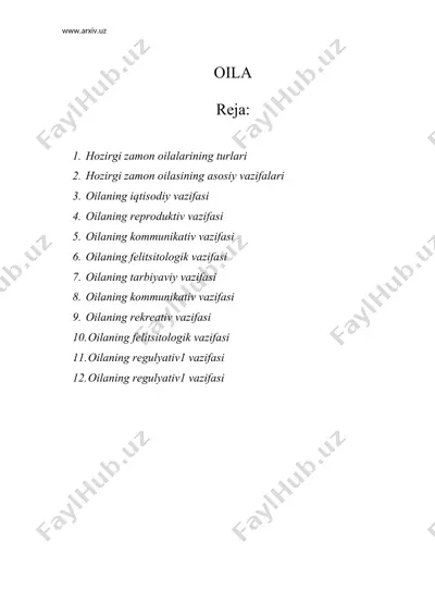 hozirgi zamon oilalarining turlari — DOC