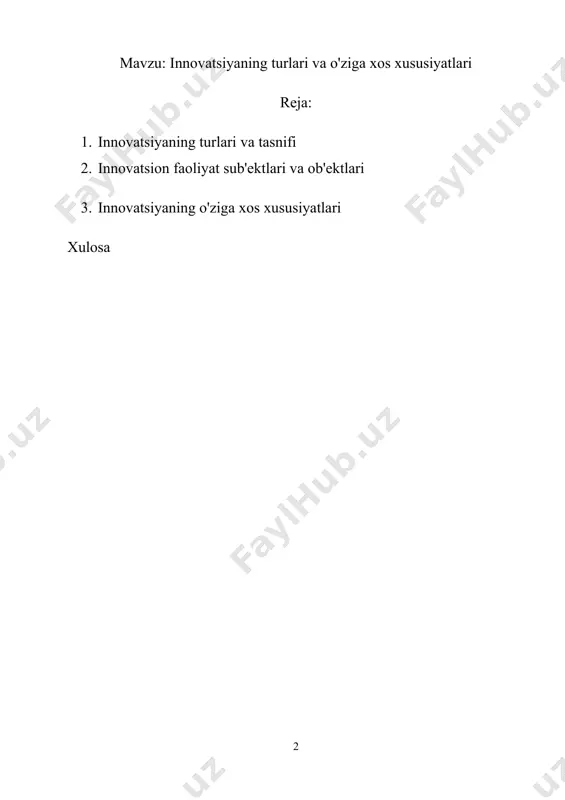 mli tavsiflash metodologiyasi xalqaro standartlarga asoslanadi; texnologik innovatsiyalarga nisbatan frascati guidelines (1963) oslo (1992) tomonidan belgilangan va fan, texnologiya va innovatsiyalar bo'yicha xalqaro standartlarda o'z aksini topgan tushunchalar. statistikalar amal qiladi. fan, texnika va innovatsiyalar statistikasining xalqaro standartlari – fan va innovatsiyalar statistikasi sohasidagi xalqaro tashkilotlarning bozor iqtisodiyoti sharoitida ularning tizimli tavsifini ta’minlovchi tavsiyalari. innovatsion jarayonlarni ilmiy nazariy va uslubiy asoslashning muhim tarkibiy elementi innovatsiyalarni tasniflashdir. tasniflash kognitiv faoliyatga asoslanadi, uning maqsadi tartibni o'rnatish, tuzilmani aniqlash, aniq yangiliklarni tizimlashtirishdir. bunda klassifikatsiya tizim elementlarini turli belgilarga ko‘ra bo‘linishiga asoslanadi, bunda o‘xshashliklar, farqlar va munosabatlar hisobga olinadi. shuningdek, innovatsiyalar tasnifini innovatsiyalar sohasidagi bilimlarga, kognitiv faoliyatning texnika va usullariga asoslangan tadqiqot faoliyati natijasi sifatida ko'rish mumkin. binobarin, tasniflash bilishning natijasi ham, maqsadlaridan biri ham bo'lishi mumkin, bu esa keyingi kognitiv faoliyat va bilimlarning rivojlanishiga yordam beradi. innovatsiyalarni tasniflash innovatsion hodisalarning xilma-xilligini yo'naltirish, turli innovatsiyalar o'rtasida aloqalar va o'zaro bog'liqliklarni o'rnatish, aniq yangiliklarning mazmuniy …