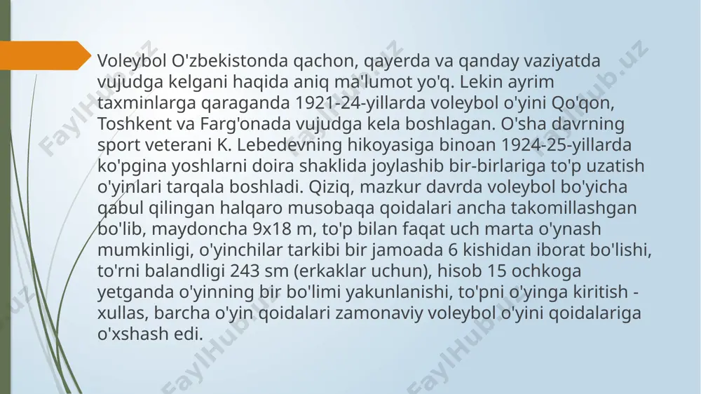 voleybolning ilk bor ixtiro qilinishi - Page 5