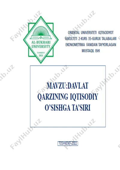 davlat qarzining iqtisodiy o‘sishga ta’siri — DOCX