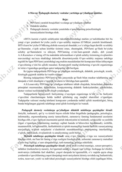 pdvlarni yaratish bosqichlari va ularga qo‘yiladigan talablar — DOCX