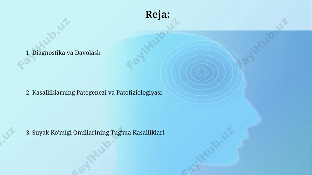 hi bilan tavsiflanadi; taxminan 50% hollarda tug'ma anomaliyalar kuzatiladi. diamond-blackfan anemiyasi, rivojlanishning dastlabki yillarida, taxminan 5000 tug'ilgan chaqaloqdan 1 tasida uchraydigan, ribozom biogenezining buzilishi bilan bog'liq bo'lgan noyob qon kasalligidir. suyak ko'migi transplantatsiyasi transplantatsiyadan keyingi asoratlar, masalan, graft-versus-host kasalligi (gvhd), taxminan 30-50% hollarda uchraydi va immunosupressiv terapiya yordamida davolanadi. suyak ko'migi transplantatsiyasi muvaffaqiyat darajasi, donor va retsipient o'rtasidagi hla mosligi kabi omillarga bog'liq bo'lib, taxminan 70% ga yetadi. suyak ko'migi faoliyatining tug'ma buzilishlari shuningdek, tug'ma suyak ko'migi displaziyalari, jumladan, osteopetrozi kabi kasalliklar, suyaklarning haddan tashqari qalinlashishi va mo'rt bo'lishi bilan tavsiflanadi va taxminan 1:200 000 tug'ilish holatlarida kuzatiladi. suyak ko'migi stromal hujayralarining genetik nuqsonlari tufayli kelib chiqadigan tug'ma immunitet tanqisligi sindromlari ham mavjud bo'lib, bu holatlarda t-hujayralar sonining kamayishi va takrorlanuvchi infektsiyalar kuzatiladi, taxminan 1:50 000 chaqaloqlarda uchraydi. tug'ma koagulopatiyalar gemofiliya a va b kabi tug'ma koagulopatiyalar viii va ix koagulyatsiya omillarining etishmasligi bilan bog'liq bo'lib, og'ir qon ketishlarga olib …
