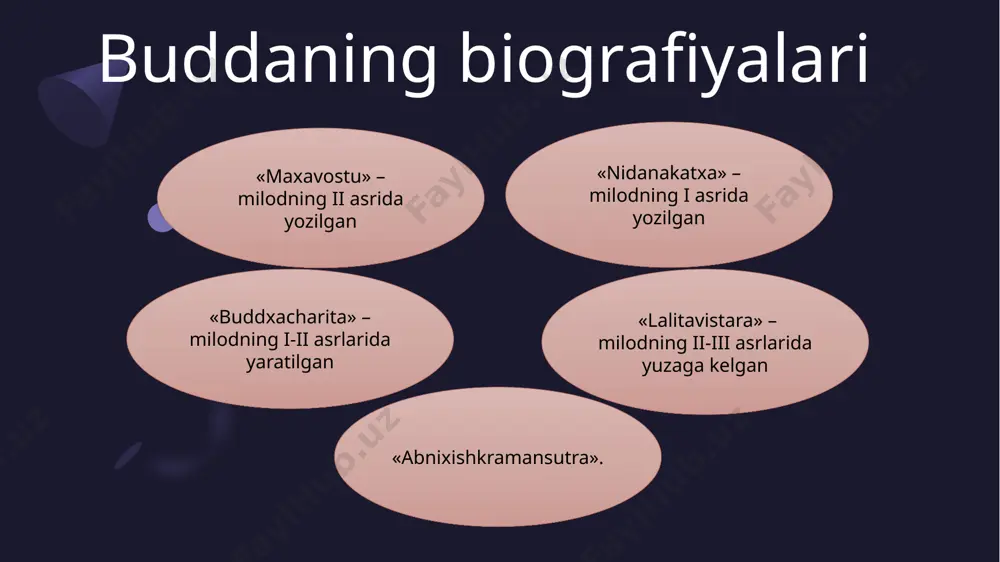 naya-pitaka -rahboniylik ahloqi va xonaqohlar nizomlariga bag‘ishlangan vinaya matnlari; abxidxarma-pitaka -buddaviylikning falsafiy va psixologik muammolarini bayon qilib berishga bag‘ishlangan abxidxarma matnlaridan iborat. hozirgi davrda buddaviylikning rivojlanishi. hozirgi kunda buddizm shri lanka, myanma (birma), tailand, laos, kambodja, vyetnam, tibet, butan va yaponiya kabi davlatlarning asosiy dinidir. 507 million aholi bu dinga e’tiqod qiladi. xitoy xalq respublikasi — 254.7 million aholi. tailand — 66.1 million aholi myanmar — 41.44 million aholi e`tibor uchun rahmat. image1.jpg image2.jpeg image3.png image4.png image5.png image6.jpeg image7.png image8.png image9.png image10.png image11.png image12.jpeg image13.png image14.png image15.png image16.png image17.png image18.png /docprops/thumbnail.jpeg