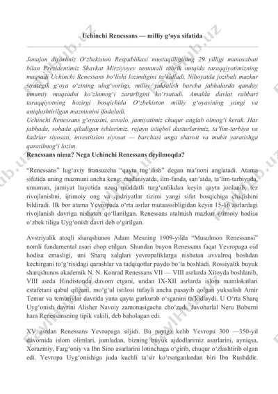uchinchi renessans - milliy gʻoya sifatida — DOCX
