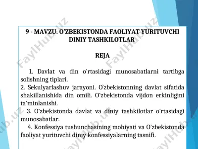 o'zbekistonda faoliyat yurituvchi diniy tashkilotlar — PPT