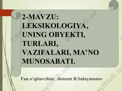 leksikologiya — PPT