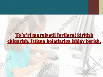 to’g’ri murojaatli fayllarni kiritish chiqarish. istisno holatlariga ishlov berish — PPT