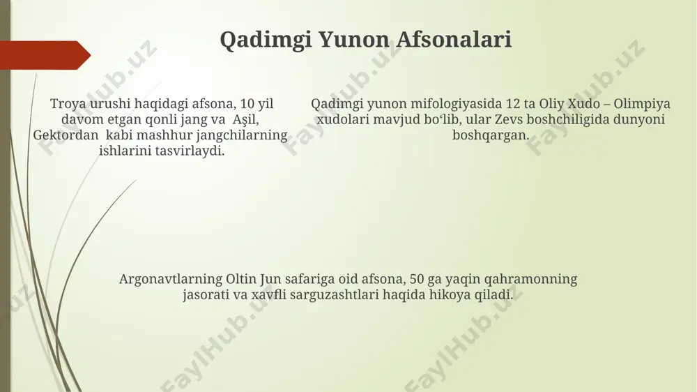 hlari kabilarni ilohiy kuchlarning ifodasi sifatida talqin etiladi. afrikaning turli mintaqalaridagi afsona va rivoyatlarda qadimgi podshohlar va qahramonlar haqidagi 100 dan ortiq asosiy epik dostonlar saqlanib qolgan. hind mitologiyasi hind mifologiyasidagi ramayana va mahabharata kabi epik dostonlar minglab yillar davomida hikoyalarni, axloqiy qoidalarni va diniy tushunchalarni avloddan-avlodga o'tkazishda muhim rol o'ynagan. hind mifologiyasida 330 million xudolardan ortiq bo'lganligi aytiladi, ular turli xil guruhlarga va pantheonlarga bo'linadi, shu jumladan brahma, vishnu va shiva kabi asosiy uchlik. hind mifologiyasi karma, samsara va moksha kabi muhim tushunchalarni o'z ichiga oladi, bu yerda reenkarnasyon tsikli va ozod bo'lish yo'li tasvirlangan. amerika qit'asining afsonalari janubiy amerikadagi inka madaniyatining afsonalarida quyosh xudosi inti va uning 12 ta o'g'li haqidagi rivoyatlar keng tarqalgan. shimoliy amerikadagi ba'zi tubjoy xalqlarning afsonalarida 7 ta muqaddas hayvon tasvirlangan bo'lib, ularning har biri o'ziga xos kuch va ramziy ma'noga ega. maya tsivilizatsiyasining afsonalarida 260 kunlik "tzolkin" deb nomlangan muqaddas taqvimning vaqt va …