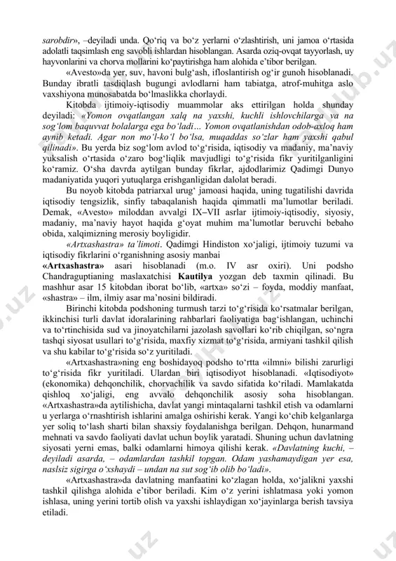 o‘lgani uchun sudxo‘rlarni hatto jazolash (shu jumladan, qonuniy yo‘l bilan ham) ko‘zda tutilgan. sudxo‘rlikning keng rivojlanishiga to‘sqinlik qiluvchi asosiy omillardan biri qarzdorlik uchun qullik muhlatining uch yil bilan cheklanishidir (to‘rtinchi yili unga erkinlik berilishi lozim bo‘lgan). biroq sudxo‘rlikka qarshi qonunchilikda izchillik bo‘lmagan. xususan, qarzdorni ozod etishda uni ishlab chiqarish yoki yashash vositalari bilan ta’minlash nazarda tutilmagan. hech qanday vositasi bo‘lmagach, ozod etilgan qarzdor yana qaytib sudxo‘rga murojaat qilishga majbur bo‘lgan. xammurapi qonunlarida yollanma munosabatlarni tartibga solishga katta e’tibor berilgan. uning juda ko‘p turdagi shakllari ko‘rib chiqilgan bo‘lib, hatto yollanma mehnat uchun to‘lov miqdori ham aniq qilib ko‘rsatib berilgan. asosiy maqsad ishlab chiqarishni, birinchi navbatda, qishloq xo‘jaligini rivojlantirishni qo‘llab-quvvatlash, mehnatsiz daromad topishga qarshi kurashish bo‘lgan. umuman, xususiy mulkchilik, shu jumladan, yerga bo‘lgan xususiy mulkchilik tan olingan. birovning xususiy mulkiga ko‘z olaytirgan, unga zarar yetkazganlar iqtisodiy jihatdan jazolangan. shunday qilib, eski bobil podsholigi qonunlarida davlat tartiblashining va aholi iqtisodiy faoliyatini nazorat qilishning …