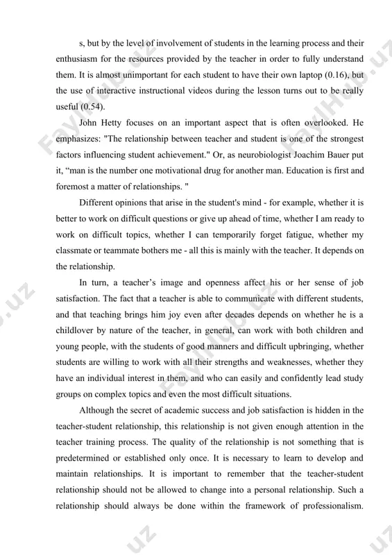 idual interest in them, and who can easily and confidently lead study groups on complex topics and even the most difficult situations. although the secret of academic success and job satisfaction is hidden in the teacher-student relationship, this relationship is not given enough attention in the teacher training process. the quality of the relationship is not something that is predetermined or established only once. it is necessary to learn to develop and maintain relationships. it is important to remember that the teacher-student relationship should not be allowed to change into a personal relationship. such a relationship should always be done within the framework of professionalism. students need teachers as a pillar to step into new stages of life. every student wants to be accepted, supported and managed as an individual. this is especially true when the teacher is interested in and appreciates each of their students, supports student’s research, and …