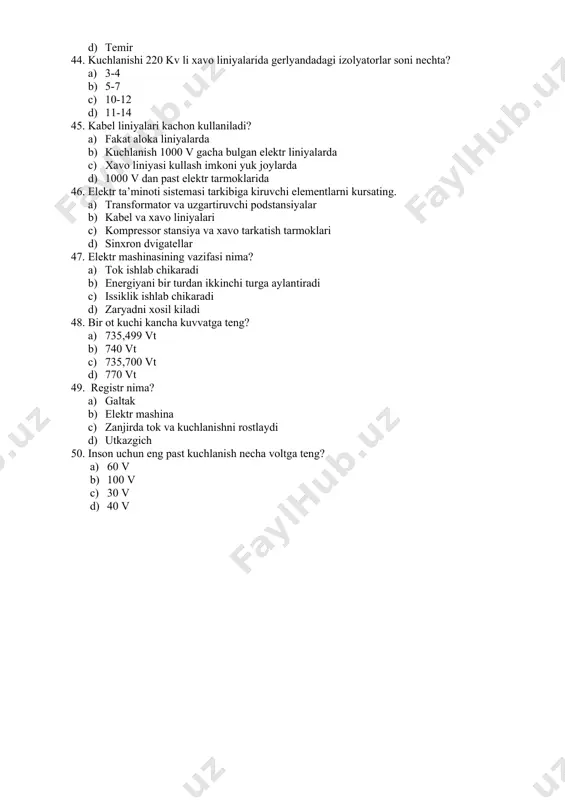 elektrotexnika fani test savollari - Page 5