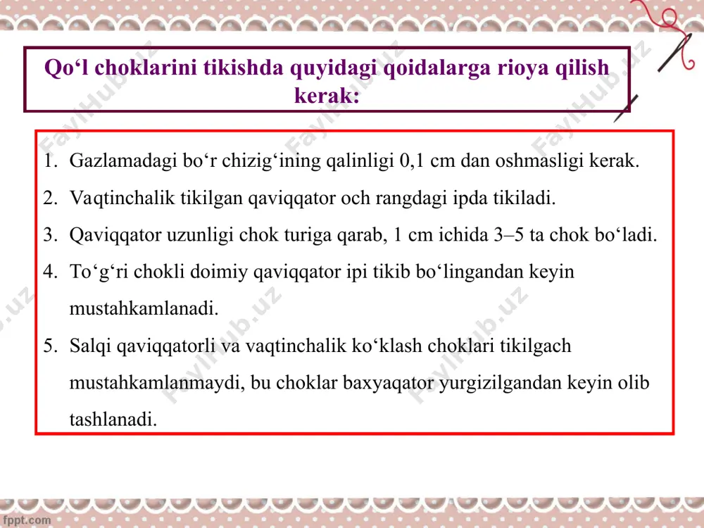 qo‘l choklari. qo‘l choklaridan namunalar tikish 5-sinf - Page 4