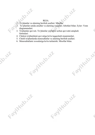 to‘plamlar va ularning berilish usullari. misollar — DOCX