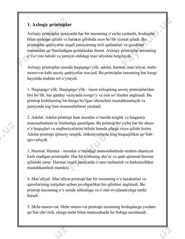 xshi va yomon tushunchalari yaxshi va yomon tushunchalari madaniyatlararo turli yo‘llar bilan talqin qilinadi. ushbu tushunchalar axloq, odob, huquq va boshqa ijtimoiy me'yorlarga bog‘liq bo‘lib, u yoki bu xatti-harakatning ijobiy yoki salbiy baholanmaganidan kelib chiqadi. yaxshi tushunchasi ko‘pincha ijobiy fazilatlar bilan bog‘liq bo‘lib, insoniyat tarixida turli nuqtalarda va madaniyatlarda mavjud bo‘lgan muhim axloqiy me‘yorga aylangan. masalan, shaxslarning o‘zaro hurmat ko‘rsatishi, o‘zaro yordam, halollik, yaxshilik qilish kabi xatti-harakatlar turli jamiyatlarda yaxshi sifat sifatida baholanadi. yaxshilik qilish, boshqalarga yordam berish, mehr-oqibat ko‘rsatish barcha dinlar va mafkuralarda turli darajada rag‘batlantiriladi. misol uchun, islom dinida sadaqa berish, qavmni qo‘llab-quvvatlash muhim fazilatlar hisoblanadi. yomon tushunchasi esa salbiy xatti-harakatlar va fazilatlar bilan bog‘liq. bunga yolg‘on gapirish, o‘g‘irlik, xiyonat kabi insonlar orasidagi munosabatlarni buzuvchi xatti-harakatlar kiradi. har bir jamiyatda yomon xatti-harakatlar qoralangan bo‘lib, bu har doim ham qatiy jazolanishi yoki taqiq qilishni o‘z ichiga oladi. huquqiy tizimlar, turli mamlakatlarda, yomonlikni bartaraf etish uchun turli choralarni ishlab chiqqan. …