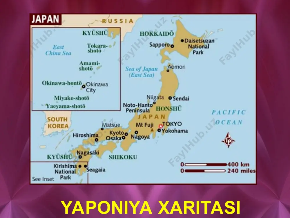 klar tizimi, hokimliklar tugatilib, 75ta prefektura - viloyat tuzildi. natijada markazlashgan hukumat boshqa-ruvida yuzaga keldi . 1872 yilda yalpi harbiy xizmat haqida qonun qabul qilindi. 1877 yilda haqiqiy harbiy xizmatda bo`lmaganlar uchun qilich taqib yurish bekor qilindi . bu narsa samuralarning izzat - nafsiga tegdi va saydo takamori boshchiligida qo`zg`olon bo`ldi . ammo bu harakat bostirildi. 1871-1878 yillarda qishloq xo`jaligi sohasida islohatlar o`t-kazilib, yerni erkin oldi - sotdi qilish , istagan turdagi ekinlami ekishga ruxsat berildi 1877 -1900 yillar yaponiya sanoat yuksalishi davrida bo`ldi. bu davr ikki bosqichga monopoliyalashuvgacha va monopolistik kapitalizm bosqichlariga bo`linadi . xususan , xx asr boshlarida yaponiyada rivojlanishining o`ziga xos harbiy feodal imperiya ko`rinishi vujudga keldi. islohatlar qanchalik ilg`or ruhda bo`lmasin , ular yirik yer egalari, sanoatchilar uchun xizmat qildi . yangi sanoat korxonalarida va qishloq xo`jaligida oddiy mehnat ahlining ahvoli og`irligicha qoldi. sharoit qanchalik og`ir bo`lmasin , yaponiyada kapitalistik munosabatlar tez rivojlana boshladi. yaponiya kapitalizmi …
