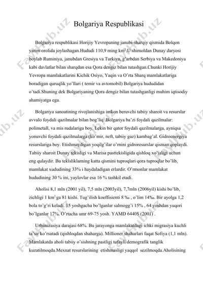 bolgariya respublikasi — DOC