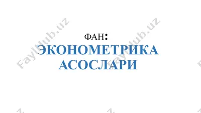 эконометрика асослари — PPTX