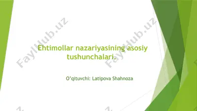 ehtimollar nazariyasining asosiy tushunchalari — PPTX