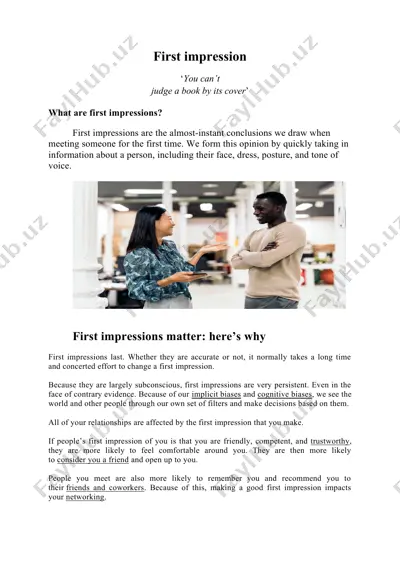 first impression: the importance of initial encounters — DOCX