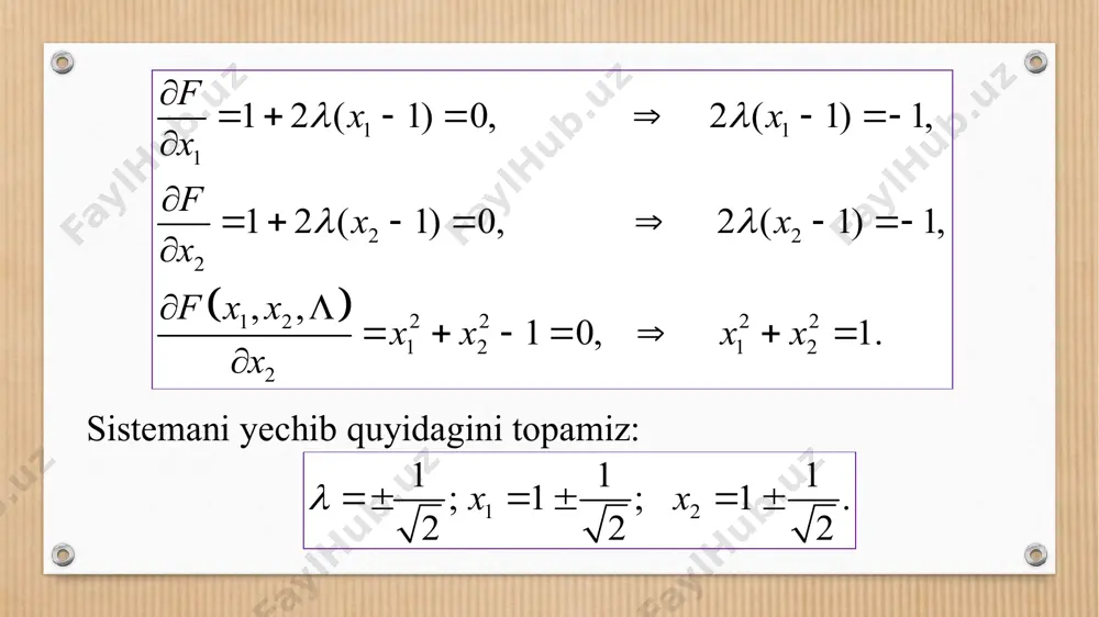 25-mavzu. lagranj ko‘paytuvchilari usuli - Page 5