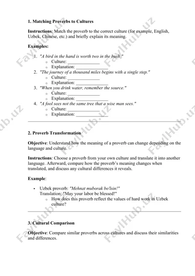 proverbs and cultural values — DOCX