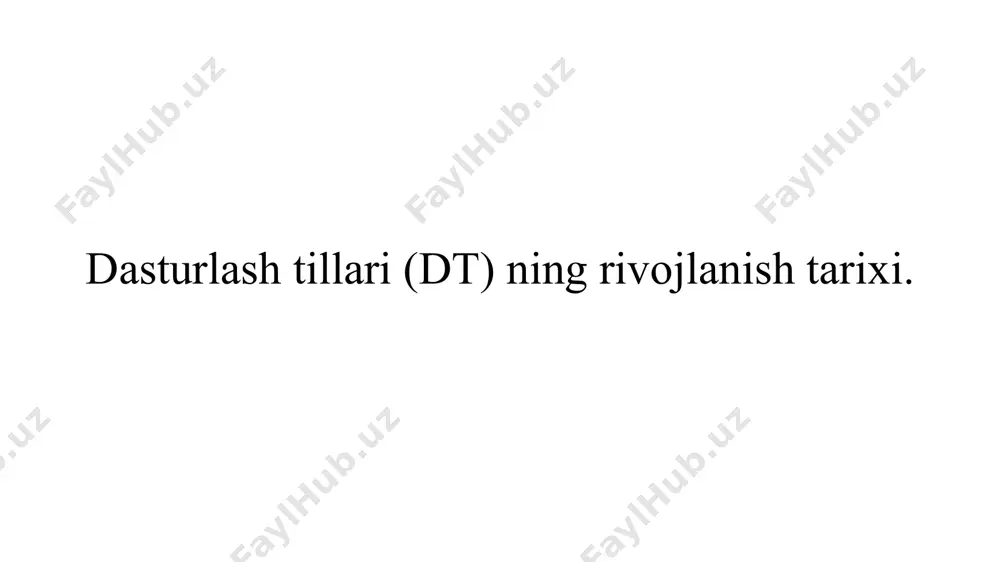 chie (ritchie, dennis m.; 1941 yilda tug'ilgan) tomonidan 1973 yilda bell labsda unix operatsion tizimini ishlab chiqish jarayonida yaratilgan. u b tilini rivojlantirdi. b tili kembrij universitetida yaratilgan bcpl (basic combined programming language) tiliga asoslangan. bcpl tili o'z navbatida algol-60 avlodi bo'lgan. 32 byarn stroustrup (stroustrup, bjarne; 1950 yilda tug'ilgan) c tiliga ob'ekt tushunchasini kiritdi va uni c ++ ga aylantirdi. c - professionallar uchun til 33 java internet farzandidir 1995 yilda sun microsystems web-dasturlash uchun java tilini taqdim etdi. bu til oak loyihasini ("eman") amalga oshirish jarayonida paydo bo'lgan. uning maqsadi maishiy mikroprotsessor qurilmalari uchun dasturlash tizimini yaratish edi. jeyms gosling- java dasturlash tilining muallifi. 34 class test { int i, n; float s; float x[n]; public static void main( string args[] ) { n = 10; s = 0; for( i=1; i<=n; i++) { s = s + x[i-1]; s = s / n; } } язык java …