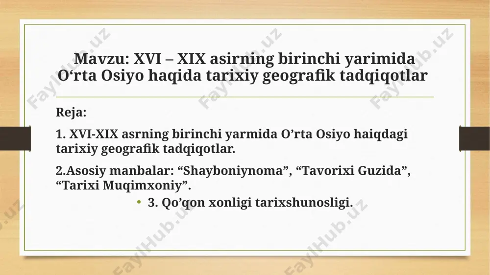 vaqtda muallif bu asariga ilgari bosilgan manbalarga oid tarixshunoslik lavhalarini ham- kiritish qilgan. «tavorixi guzida»,— «nusratnoma», «mehmonnomai buxoro», «dastur-ul-muluk», «tarixi muqimxoniy», «ubaydullanoma» va «tarixi abdulfayzxoniy» shular jumlasidandir. qo’qon xonligi tarixshunosligi tahlili shundan dalolat beradiki, mazkur davr to’g’risida yaratilgan asarlar tadrijiy jihatdan uch guruhga bo’linadi. birinchi guruhga oid adabiyotlar shu davrda ro’y bergan tarixiy voqealarning bevosita guvohlari tomonidan yaratilgan asarlar tashkil etadi. bunga qo’qon xonligi tarixnavislik maktabi muarrixlarining va rossiya imperiyasi mustamlakachiligi davri tarixchilarining bergan ma’lumotlari kiradi. qo’qon xonligi tarixnavislik maktabiga mansub muarrixlar turli yo’nalishlarda asarlar yaratib, ularning asarlari xvi-xix asrlardagi qo’qon xonligi tarixiga doir muhim manbalar bo’lib hisoblanadi. xix asrning ikkinchi yarmidan boshlab rus tilida yozilgan v.nalivkin, n.veselovskiy, n.petrovskiy, n.pantusov, v.velyaminov- zernovlarning kitoblarida esa qo’qon xonligi tarixining turli qirralari va masalalarini o’rganish bo’yicha boy ma’lumotlar berilgan. o’rta osiyo va sibir (xvi-xix asrlar)” t.,1962 asarlari kiradi.nabiyevning tadqiqoti bevosita qo’qon xonligi tarixi, uning xo’jalik hayotiga bag’ishlangan bo’lib, bu asar ilmiy jamoatchilik uchun …