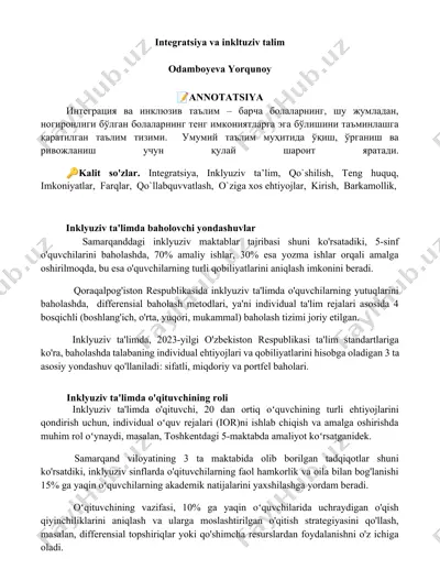 integratsiya va inklyuziv talim — DOCX