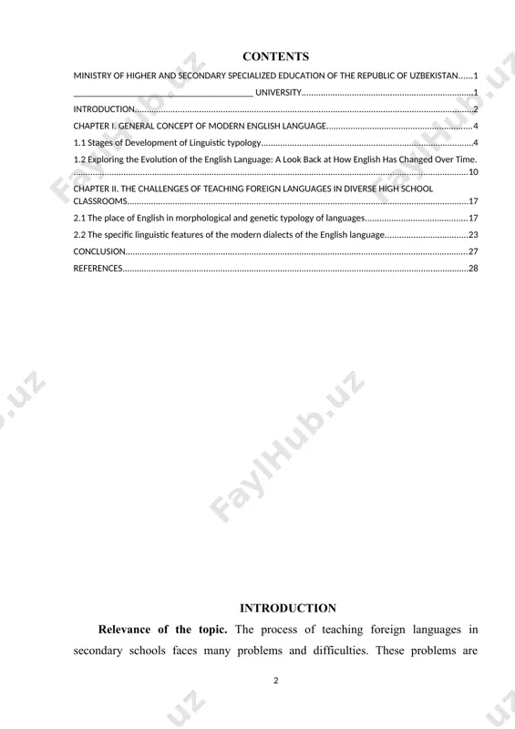 rces and materials for teaching foreign languages ​​in secondary schools is an important problem. if teachers and students do not have access to modern teaching materials, technologies and interactive tools, this process becomes more complicated. in order to solve these problems, it is necessary to make changes in the education system, to prepare teachers and to develop strategies aimed at increasing the interest of students. it is important to use effective approaches and innovative methods to improve the process of teaching foreign languages. the purpose and tasks of the course work. to analyze the problems in the process of teaching foreign languages ​​in secondary schools, to determine their causes and to propose effective solutions. duties: 1. analysis of teaching methods: - to study foreign language teaching methods used in secondary schools. - evaluation of the effectiveness of these methods. 2. studying student approaches: - determination of students' interest and motivation …