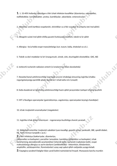 o‘tkir ichak infeksion kasalliklari — DOCX