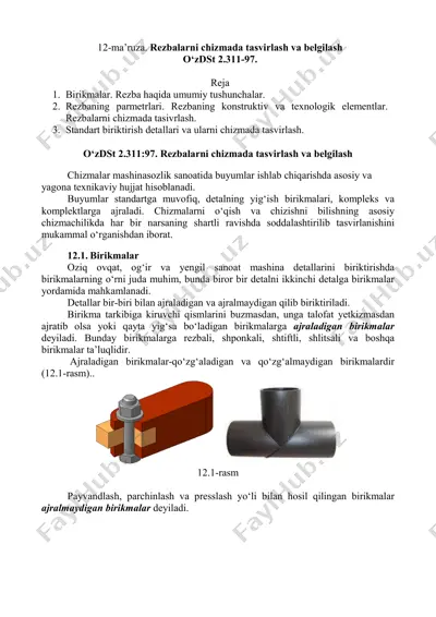 rezbalarni chizmada tasvirlash va belgilash — PDF