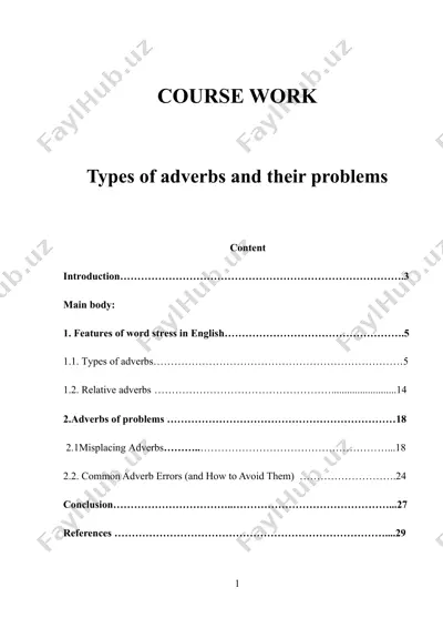 types of adverbs and their problems — DOC
