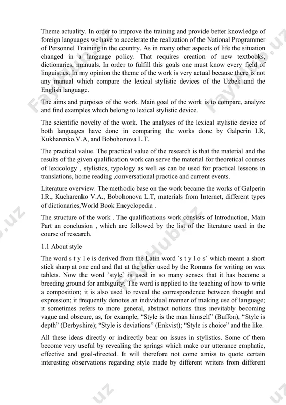 t of an author’s success in compelling language to conform to his mode of experience”. (j. middleton murry). “style is a contextually restricted linguistic variation”. (enkvist). “style is a selection of non-distinctive features of language”. (l. bloomfield). “style is simple synonymous with form or expression and hence a superfluous term”. (benedetto croce)[1] . “style is essentially a citational process, a body of formulae, a memory (almost in the cybernetic sense of the word). a cultural and not an expressive inheritance”. (roland barthes)[2] . some linguists consider that the word `style` and the subject of linguistic stylistics is confined to the study of the effects of the message, i.e. its impact on the reader. thus michael riffaterre writes that “stylistics will be linguistics of the effects of the message, of the output of the act of communication, of its attention –compelling function”. this point of view has clearly been reached under …