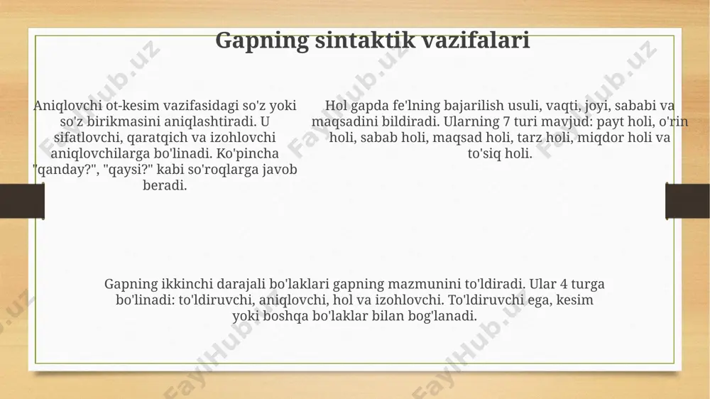 gap bo'laklarining turlari va vazifalari - Page 5