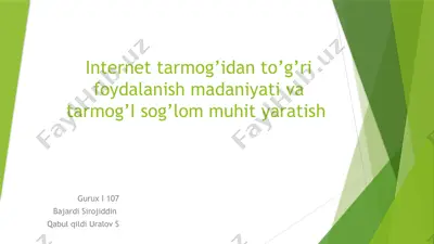 internet tarmog’i ta'rifoydalanish matn — PPTX